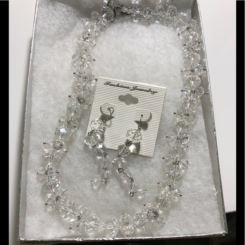 Clear Necklace And Earrings Set